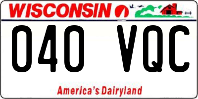 WI license plate 040VQC