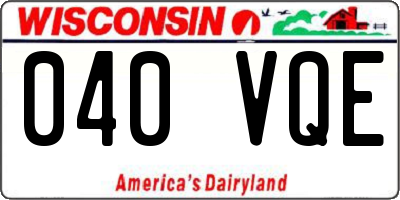 WI license plate 040VQE