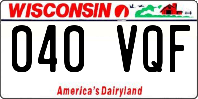 WI license plate 040VQF