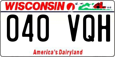WI license plate 040VQH