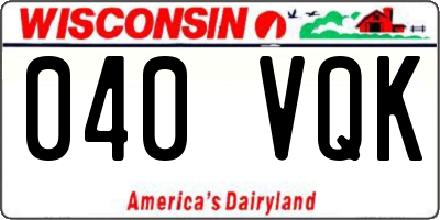 WI license plate 040VQK
