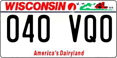 WI license plate 040VQO