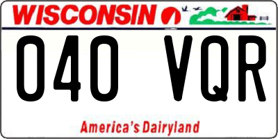 WI license plate 040VQR