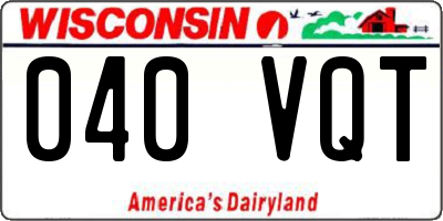 WI license plate 040VQT