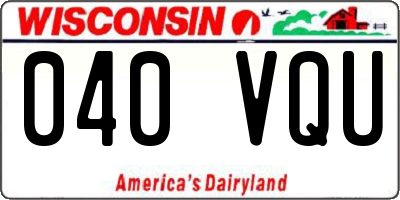 WI license plate 040VQU