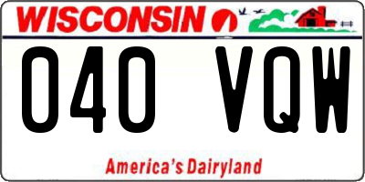 WI license plate 040VQW