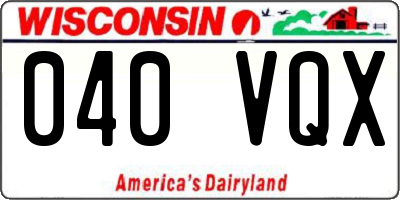 WI license plate 040VQX