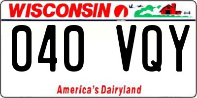 WI license plate 040VQY