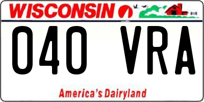 WI license plate 040VRA
