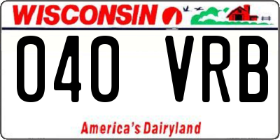 WI license plate 040VRB