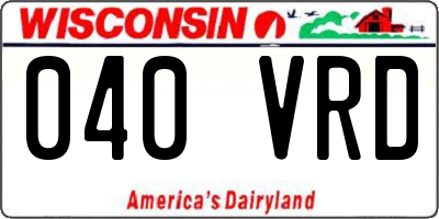 WI license plate 040VRD