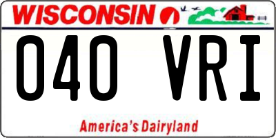 WI license plate 040VRI