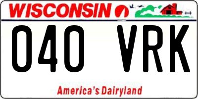 WI license plate 040VRK