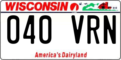 WI license plate 040VRN