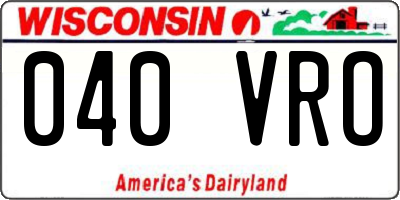 WI license plate 040VRO