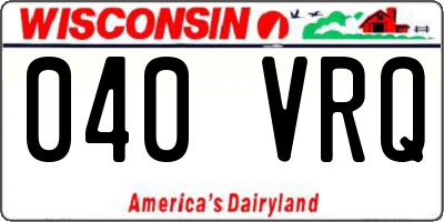 WI license plate 040VRQ