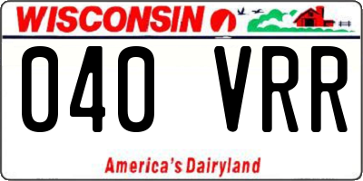 WI license plate 040VRR