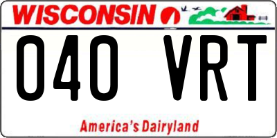 WI license plate 040VRT