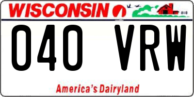 WI license plate 040VRW