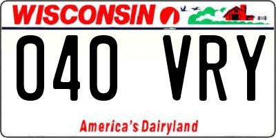 WI license plate 040VRY