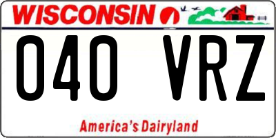 WI license plate 040VRZ