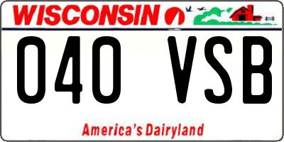 WI license plate 040VSB