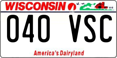 WI license plate 040VSC