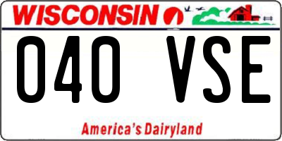 WI license plate 040VSE
