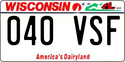 WI license plate 040VSF