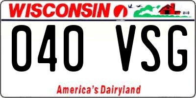 WI license plate 040VSG