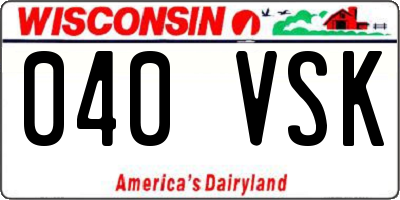 WI license plate 040VSK
