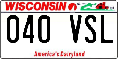 WI license plate 040VSL