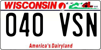 WI license plate 040VSN