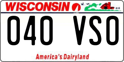 WI license plate 040VSO