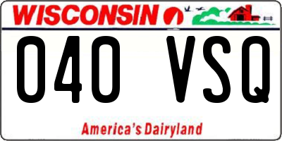 WI license plate 040VSQ