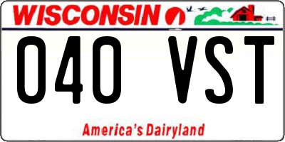 WI license plate 040VST