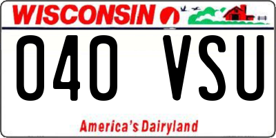 WI license plate 040VSU