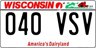 WI license plate 040VSV