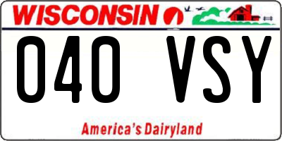 WI license plate 040VSY