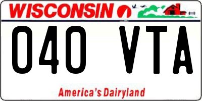 WI license plate 040VTA