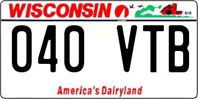 WI license plate 040VTB