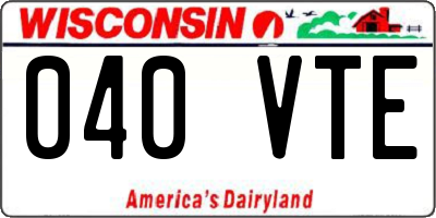 WI license plate 040VTE