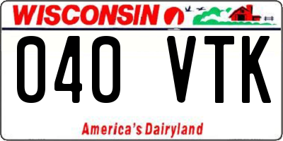 WI license plate 040VTK