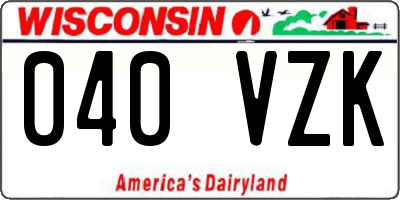 WI license plate 040VZK