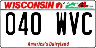 WI license plate 040WVC