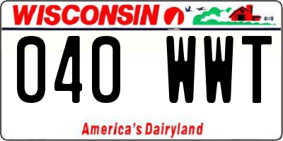 WI license plate 040WWT