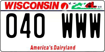 WI license plate 040WWW