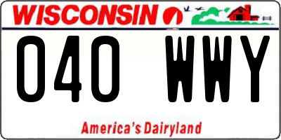 WI license plate 040WWY
