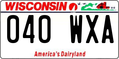 WI license plate 040WXA