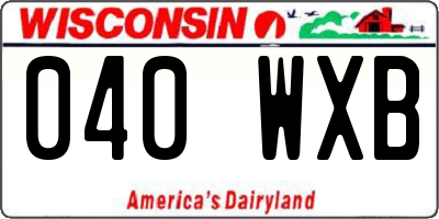 WI license plate 040WXB